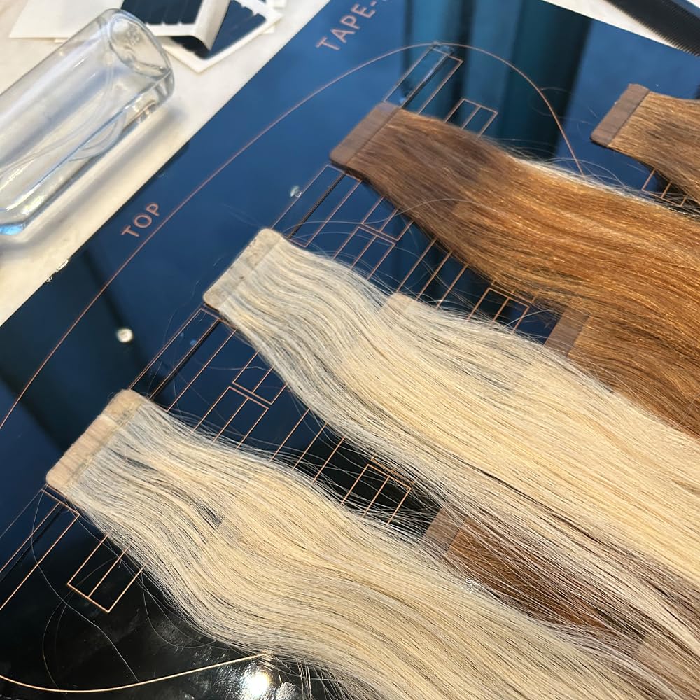 GlamorDove Tape In Placement Board Kit with Double Sided Tapes Acrylic Hair Extension Holder Head Chart for Tape In Extensions Hair Extension Organizer
