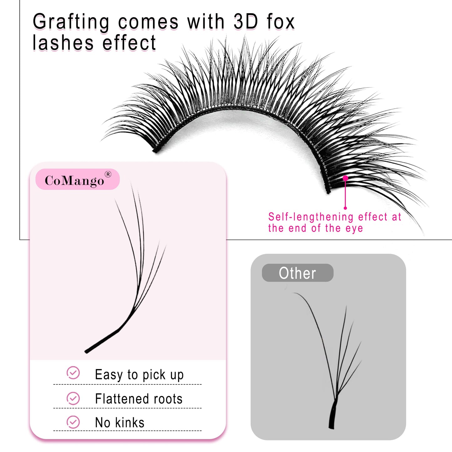 CoMango Fox Eyelashes Extension Flying YY Lashes 5D Mutil-layer Y Shaped Lash Mink Premade Lash Fans C/D Curly Foxy YY Lashes Natural Fluffy Handmade Individual Eyelash Fans(Black,5D-C-10mm)