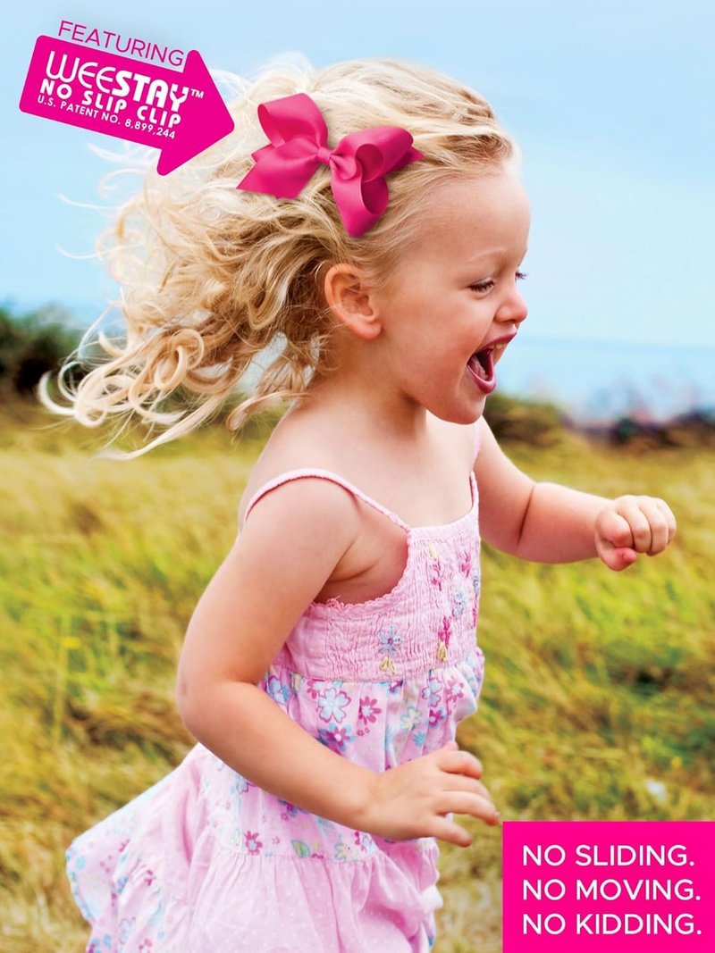 Girls' Pink Wonderland Christmas Hair Bows - Embroidered Grosgrain on No-Slip Clip | King Size