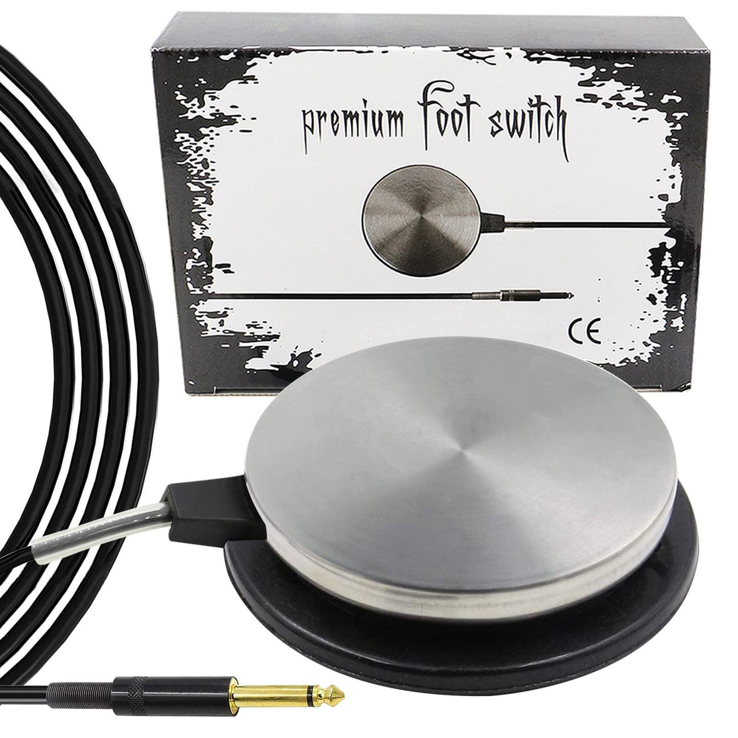 Anghie Tattoo Foot Pedal - Premium Tattoo Machine Pedal Switch 360 Degree Round Stainless Steel Foot Pedal with 6.5ft Silicon Soft Wire for Tattoo Machine Power Supply
