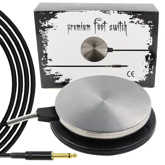 Anghie Tattoo Foot Pedal - Premium Tattoo Machine Pedal Switch 360 Degree Round Stainless Steel Foot Pedal with 6.5ft Silicon Soft Wire for Tattoo Machine Power Supply