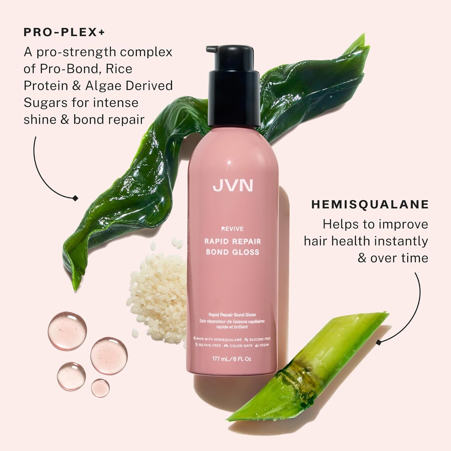 JVN Repair & Shine Essentials Set - Revive Shampoo, Conditioner & Hair Bond Gloss for Damaged Hair | Silicone-Free, 3-Pack