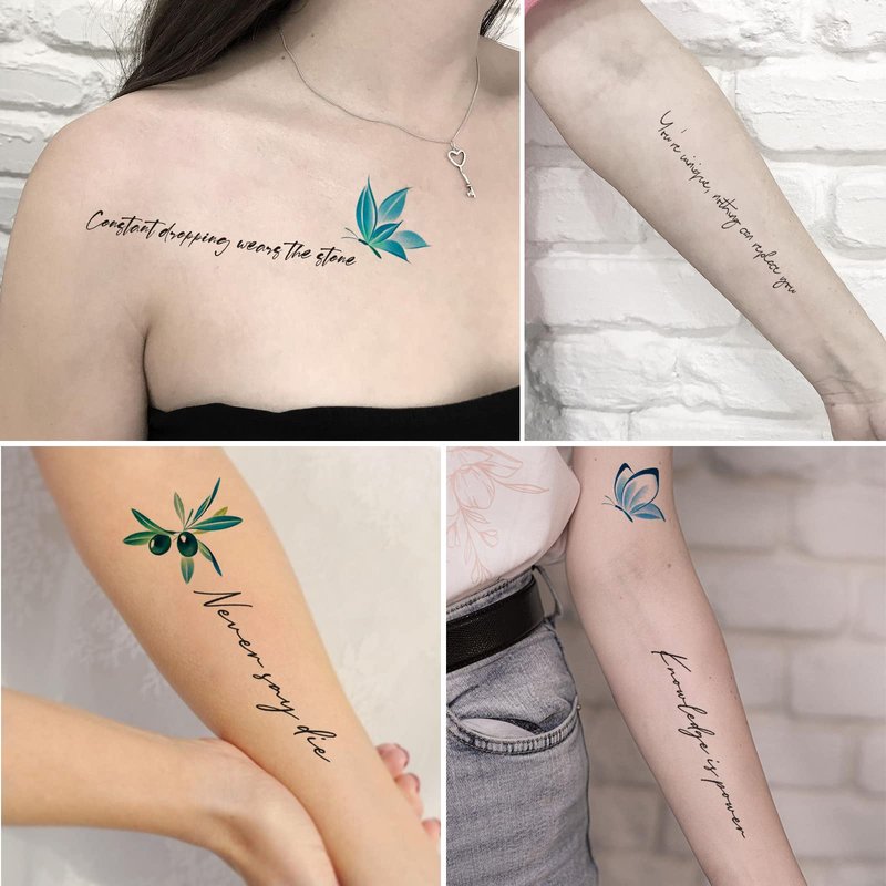 ROARHOWL words temporary tattoos for women and men Inspirational, proverb, Bible, religion, gospel, text, words，Exquisite and aesthetic temporary tattoos fake tattoo kit (Design 3)