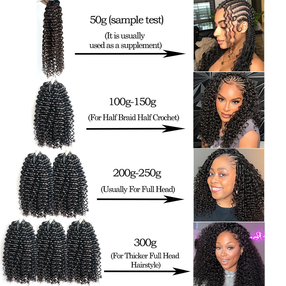 Jerry Curly Pre-Separated Feather Crochet Hair Reusable Knotless Real Human Hair With String Curly Human Crochet Hair Extensions For Braiding 14inch 50g