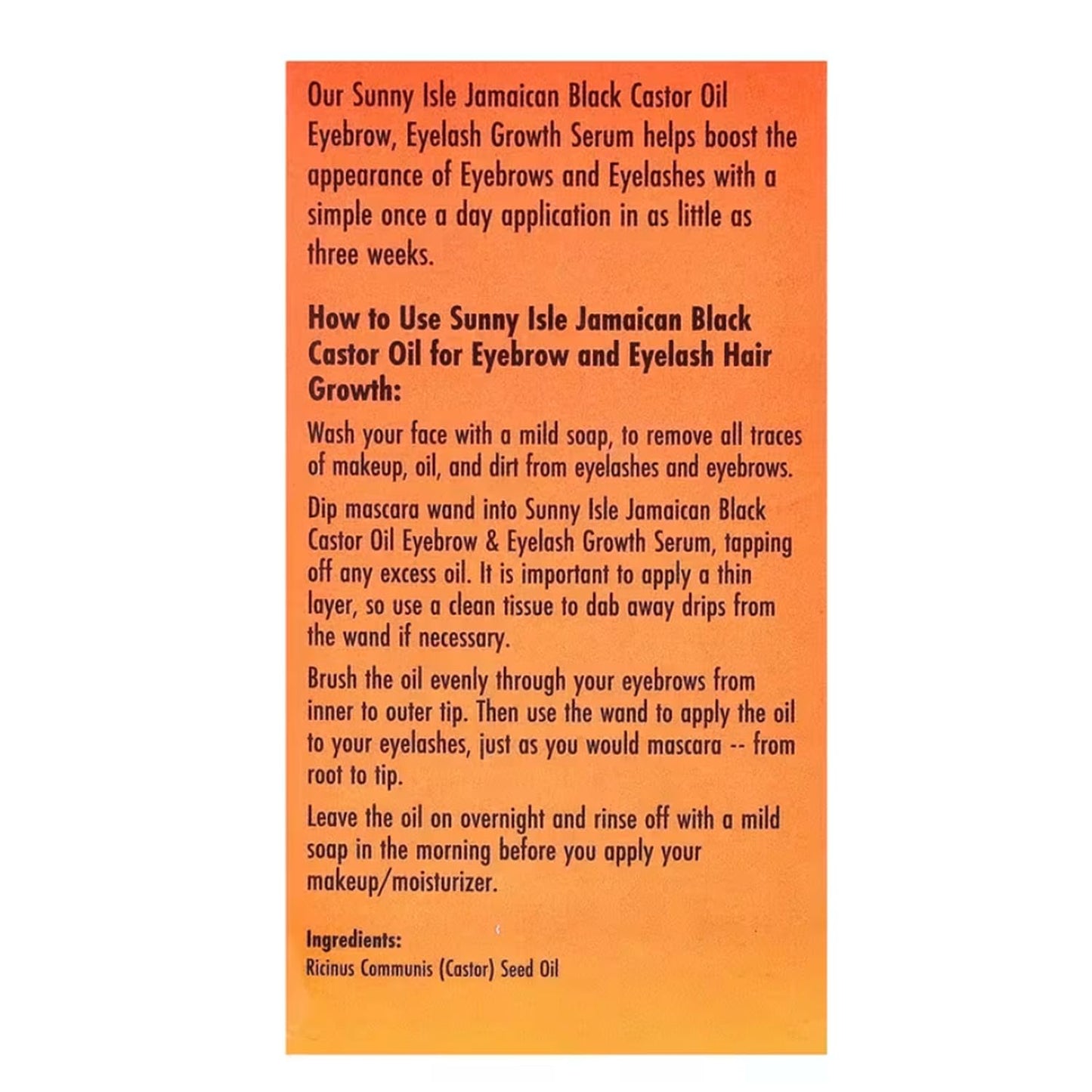 Sunny Isle Jamaican Black Castor Oil Eyelash & Eyebrow Growth Serum - Hexane Free, Paraben Free - 2 Pack