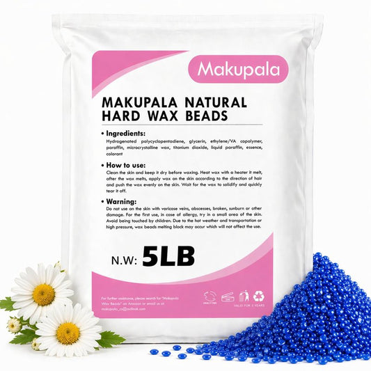 3lb Hard Wax Beads Bulk, Hypoallergenic Brazilian Waxing Bead, Unscented Sensitive Skin Stripless Wax Pellets, Coarse & Fine Hair Removal Wax Refill for Body, Face, Bikini Line, Underarm, Chest, Legs
