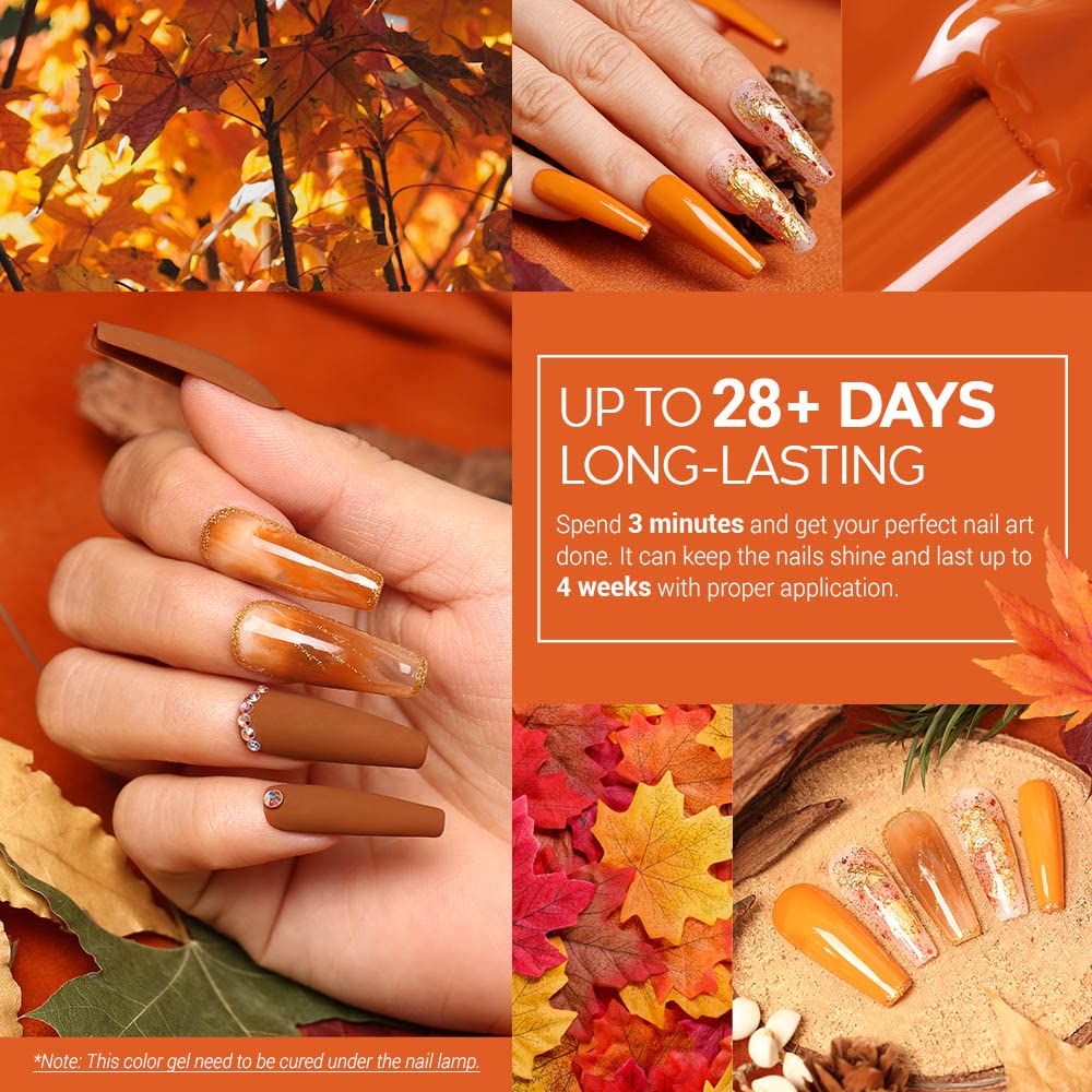 modelones Gel Nail Polish Set, 12 Colors Nude Brown Gel Polish Yellow Pumpkin Orange Sage Green Blue Wine Dark Red Nail Gel Polish Set Soak OFF LED Nail Art Gel Nail Gift Salon DIY