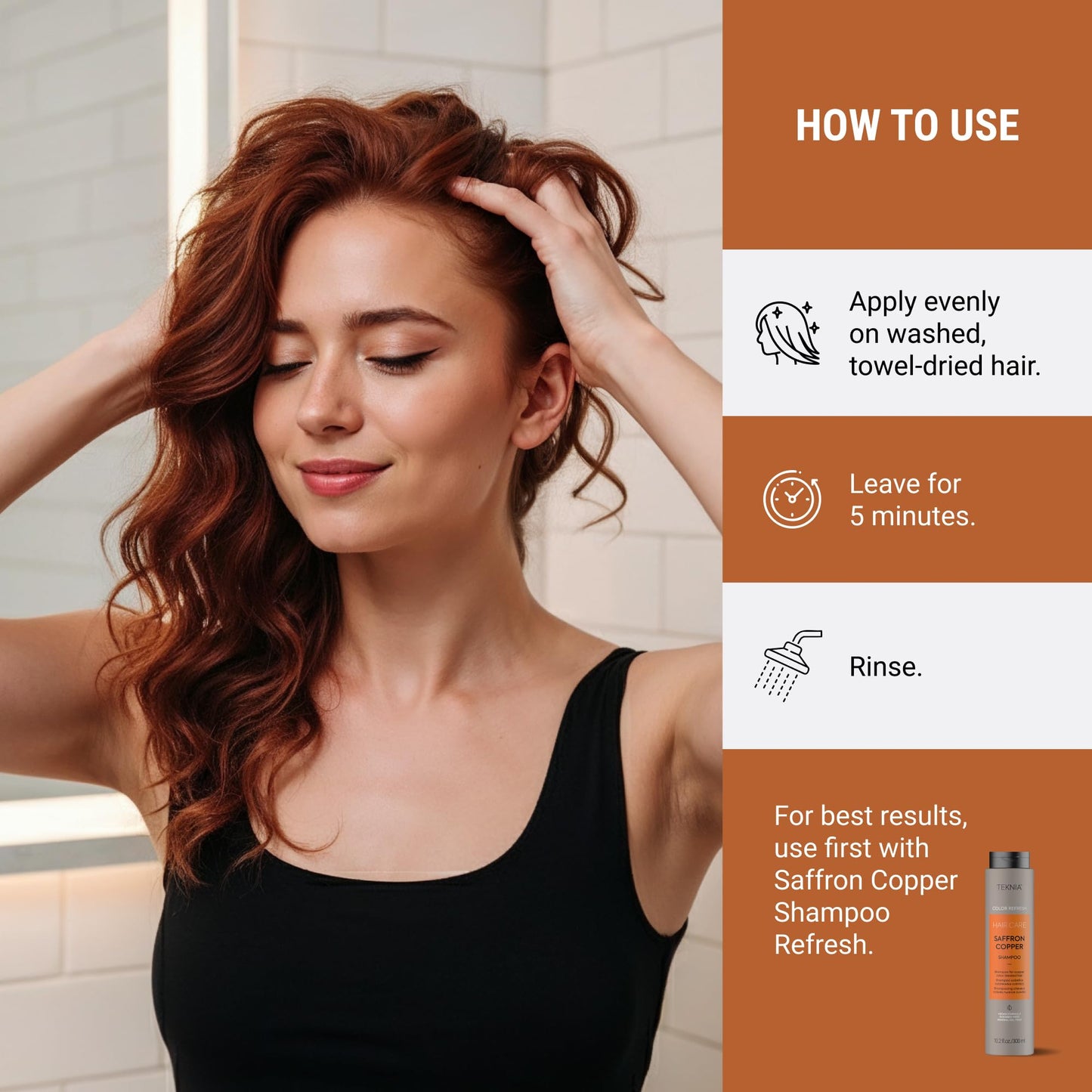 LAKMÉ Teknia Saffron Copper Color Refresh Hair Mask, Color Depositing Conditioner for Copper Hair, 8.5 Fl Oz