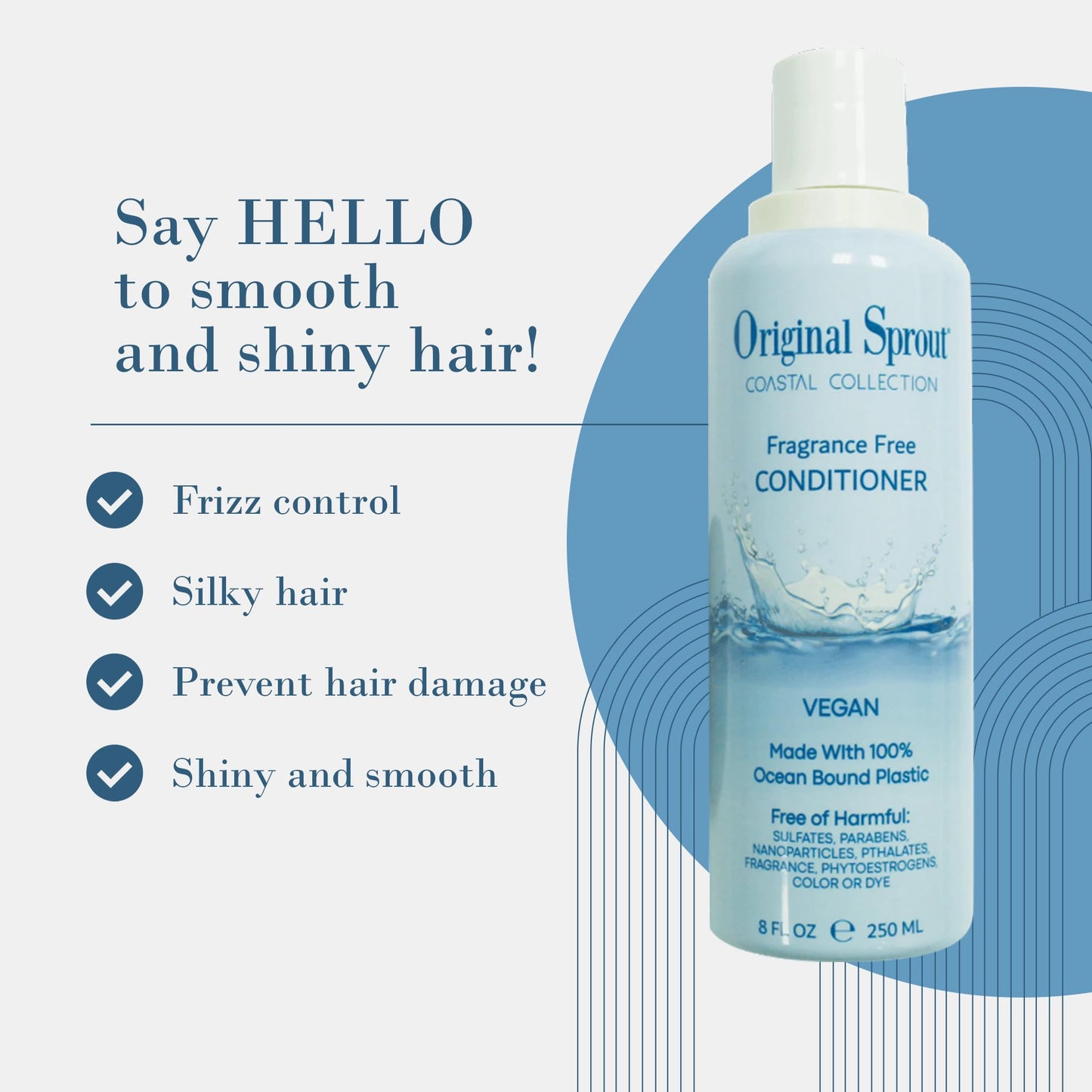 Original Sprout Coastal Collection Conditioner for All Hair Types, Fragrance-Free Conditioner, Vegan, 8 oz. Bottle