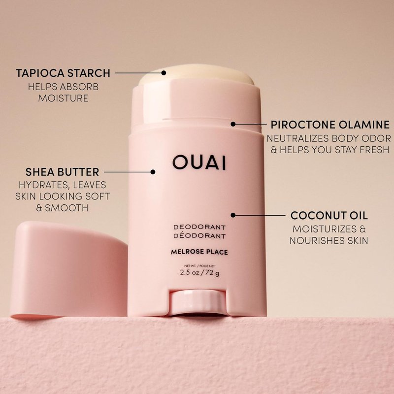 OUAI Aluminum-Free Deodorant | Women's 24-Hour Odor Control, Invisible Application - Melrose Place (2.5 oz)