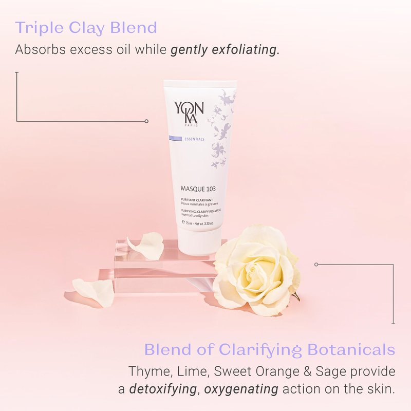 Yon-Ka Masque 103 | Clay Face Mask | Clarify Skin and Tighten Pores with Botanical Extracts and Triple Clay Blend | Oily and Acne Prone Skin | Paraben-Free | 3.30 oz
