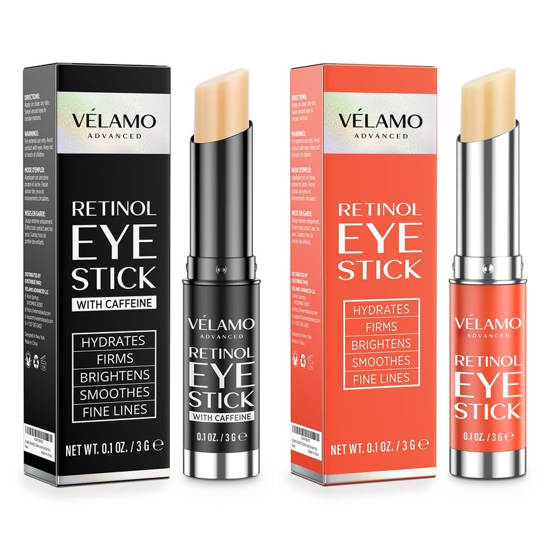 VELAMO ADVANCED Retinol Eye Stick Duo: Energizing & Renewing Under Eye Balms for Dark Circles, Puffiness, Fine Lines & Wrinkles - Travel Essentials, Portable & Perfect for On-the-go Use