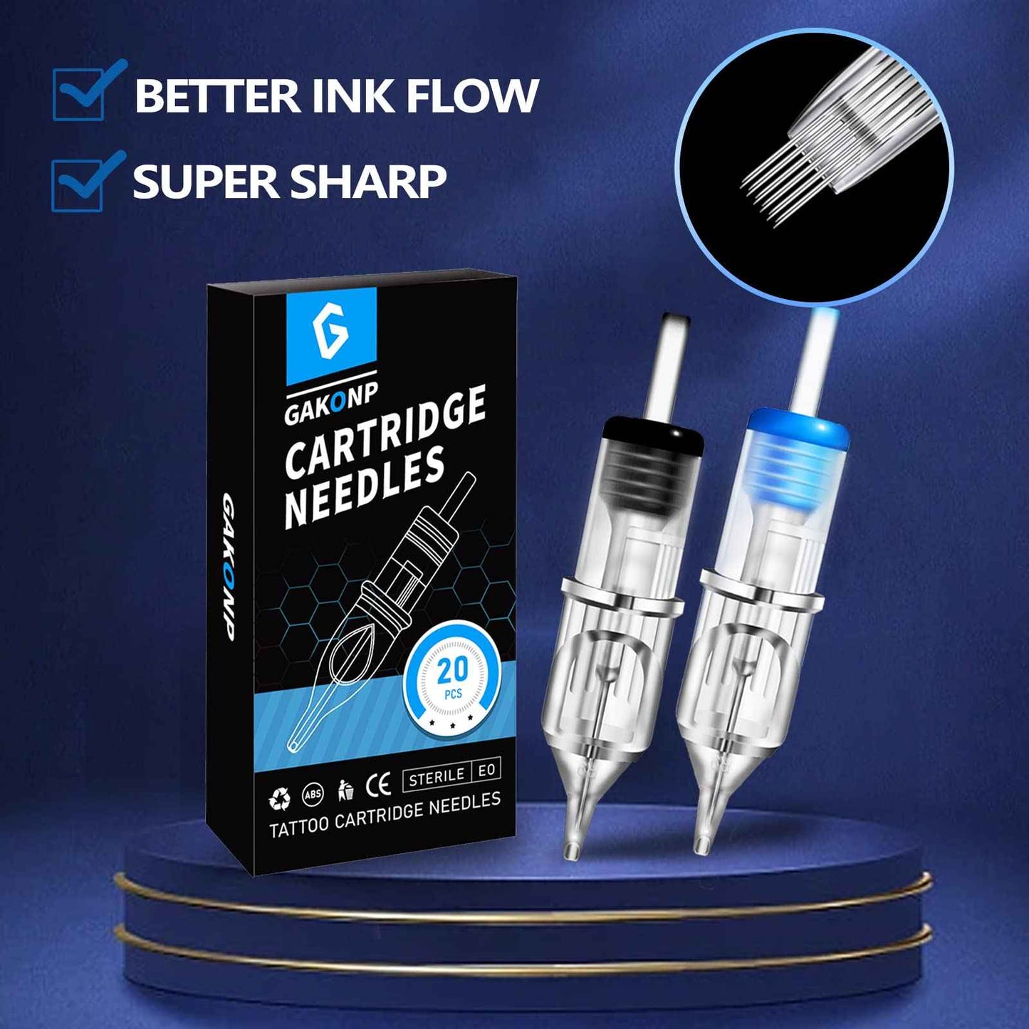 Gakonp Tattoo Cartridge Needles 60Pcs Mixed Tattoo Needles#12 Size 5RL 7RL 9RL 7RS 7M1 9M1 for Beginners or Artists