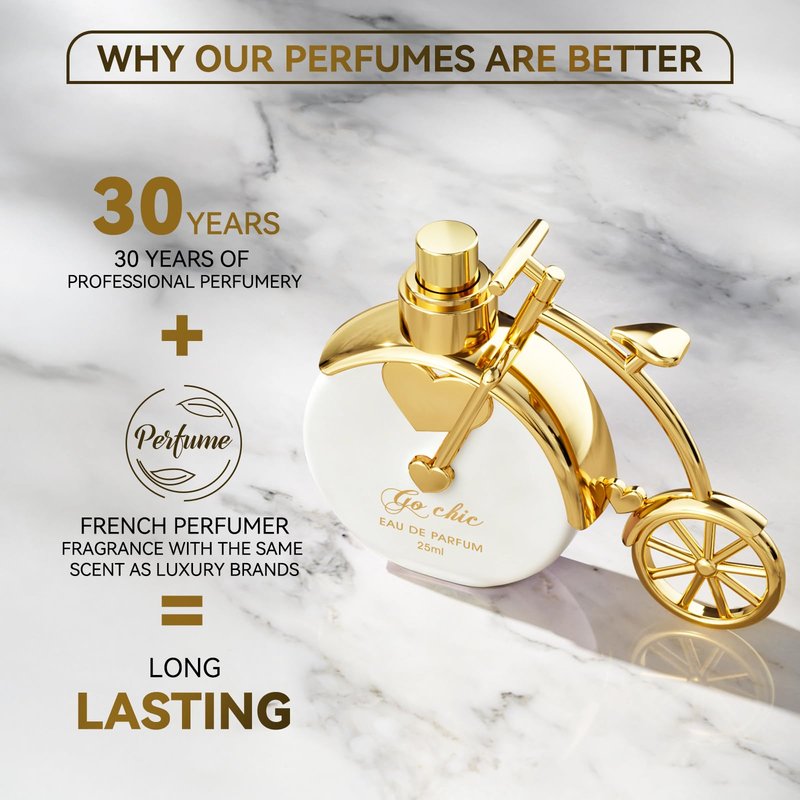 Bicycle Design Natural White Perfume Eau de Parfum Spray for Women, Fruity, Floral & Woody Fragrance Notes, 0.85 fl.oz | 25 ml