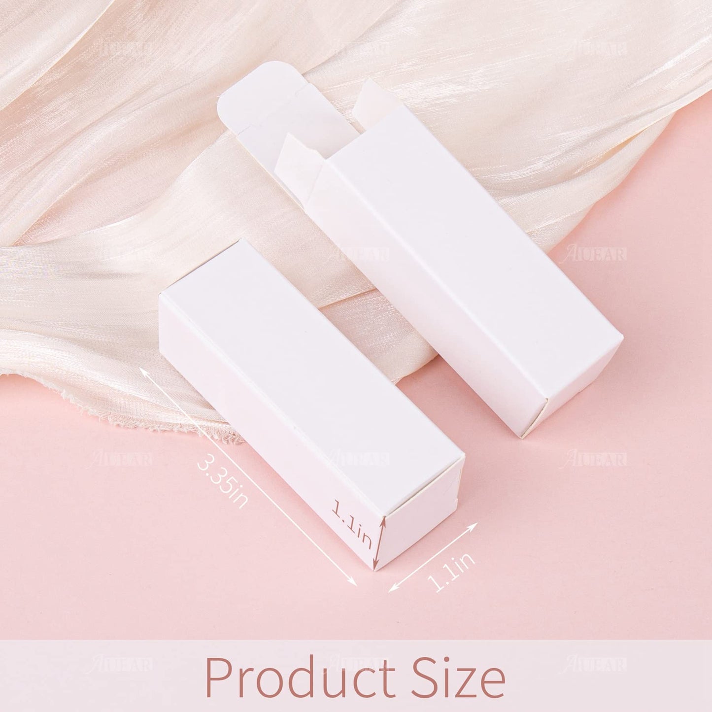 AUEAR, 50 Pack White Kraft Paper Lipstick Boxes Empty Lip Gross 3.35"x1.1"x1.1" Rectangle Balm Perfume Essence Oil Packaging Cases for DIY Gloss Gift Packing