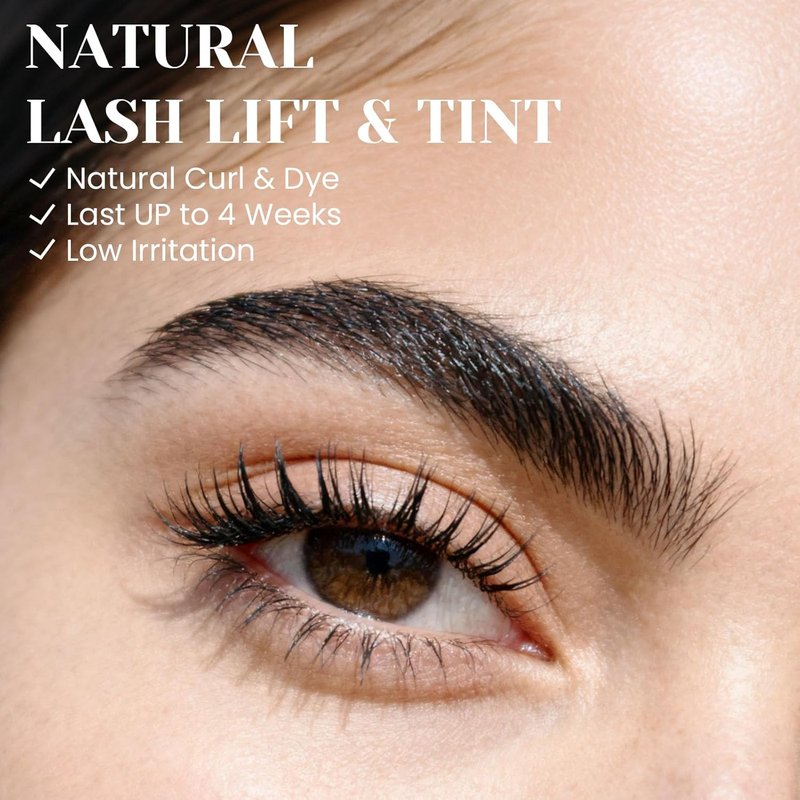 Libeauty Lash Lift Kit - 4-in-1 Eyelash Perm & Brow Lamination Set | 15ml Black Coloring Cream, Easy DIY Tool