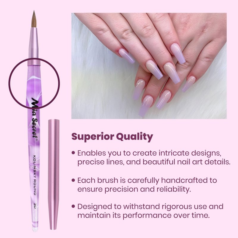 Mia Secret - Nail Brush KOLINSKY ROUND BRUSH ART 3D (Purple)