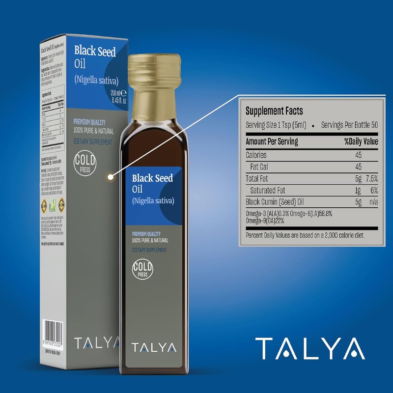 Black Seed Oil - Pure Cold Pressed Turkish Oil for Immune Support | 8.45 fl. oz (250 ml) - High Thymoquinone, Non-GMO