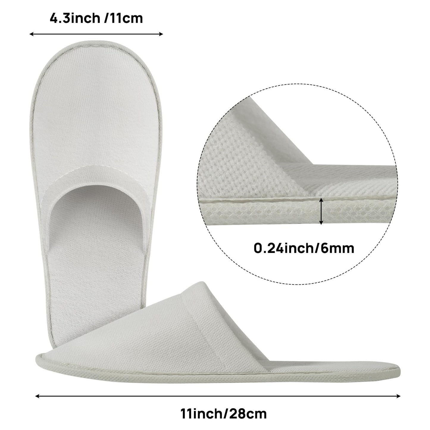 OBMMIRAO 44 Pairs Disposable Slippers for Guests, 3 Colors, Closed Toe