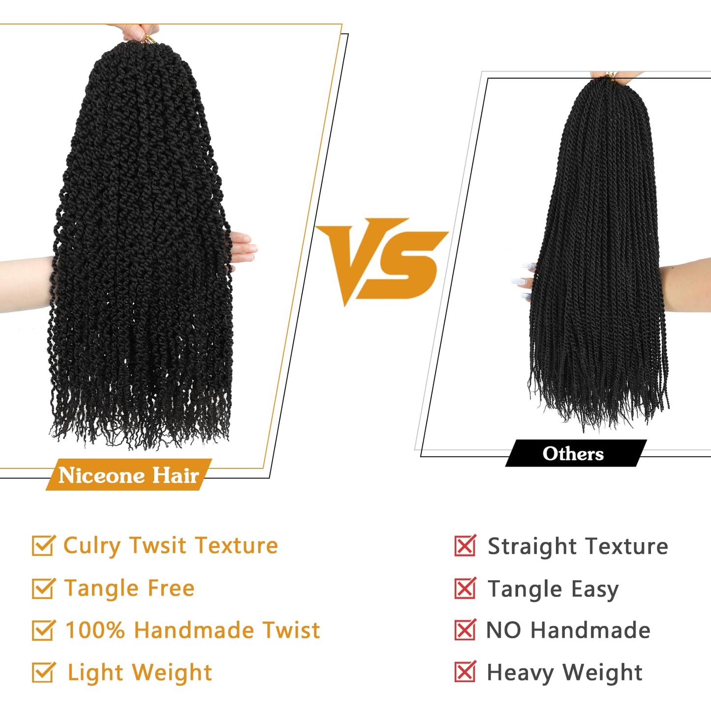 Curly Senegalese Twist Crochet Hair Pre-looped 7 Packs Small Twist Crochet Hair for Women 140 Strands Senegalese Twists Hair with Straight Ends Synthetic Crochet Braids(T350,14 Inch)