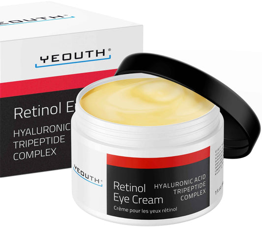 YEOUTH Retinol Eye Cream Anti Aging, Firming Under Eye Cream for Puffiness and Bags Under Eyes for Wrinkles and Dark Circles with Hyaluronic Acid and Tripeptides 1oz