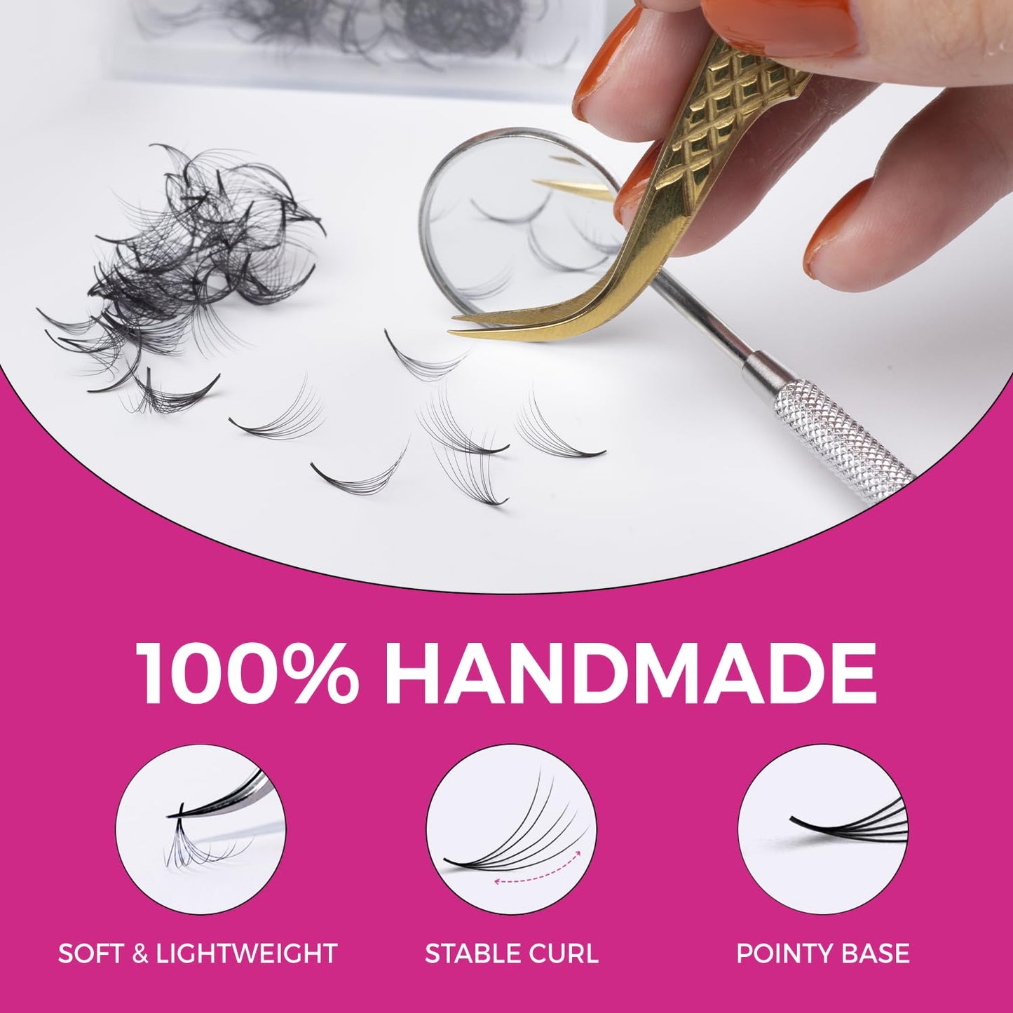 Premade Lash Fans - 10D 0.03 Volume Eyelash Extensions | Soft, Lightweight, Handmade, Pointy Base, 13mm