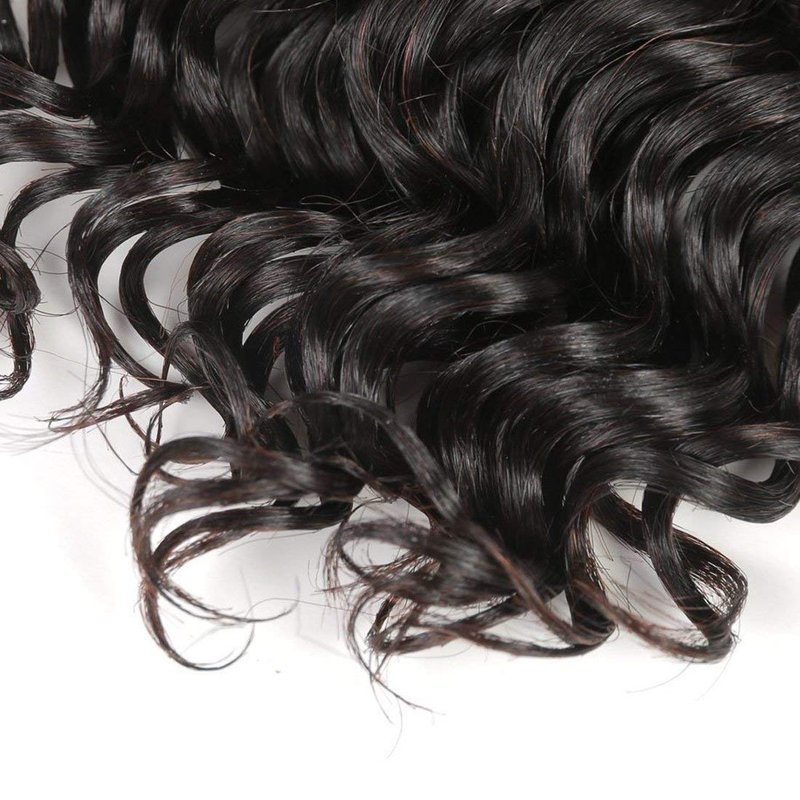 Deep Wave Human Hair Bundles - Unprocessed Brazilian Curly Weave, Double Weft, Natural Black | 12 Inch, 50g, 4 Bundles for Full Head