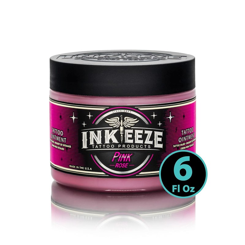 INK-EEZE Pink Tattoo Ointment - Vegan Aftercare with Essential Oils | 6oz Bubble Gum Scent