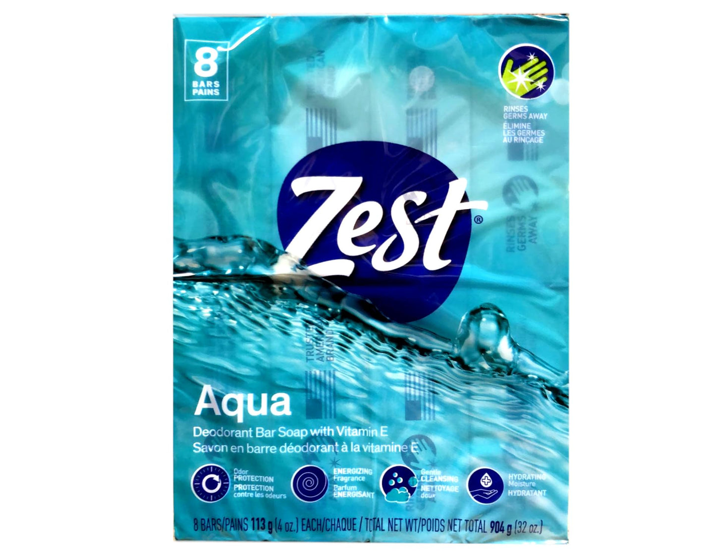 Zest Aqua Bar Soap 4 Ounce Bars, 16-Count