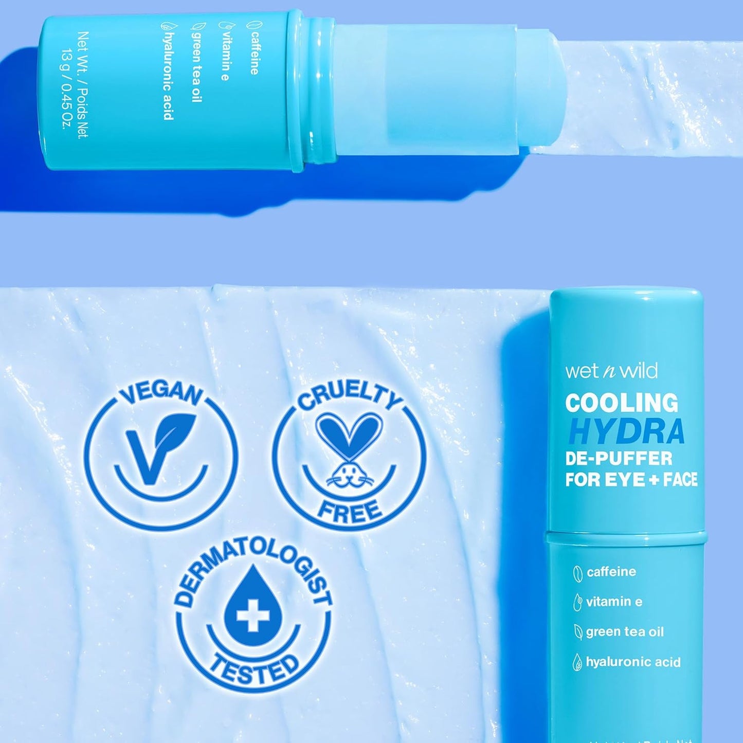 Cooling Hydra De-Puffer Face Primer Stick | Soothing Makeup with Vitamin E & Caffeine, Vegan, All Skin Types