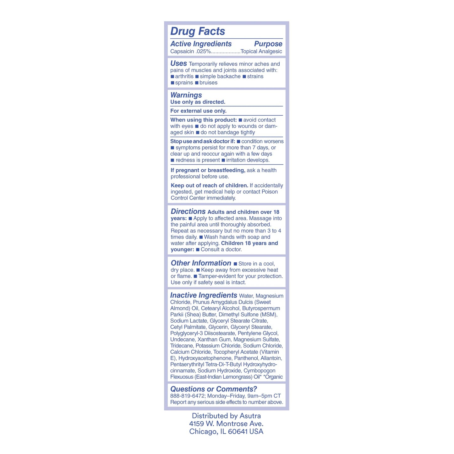 ASUTRA Melt Pain Away Magnesium Cream for Pain Relief for Feet and Body