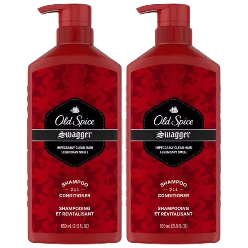 Old Spice 2 in 1 Shampoo and Conditioner for Men - Swagger Scent | 21.9 Oz Pump Bottle (Pack of 2)