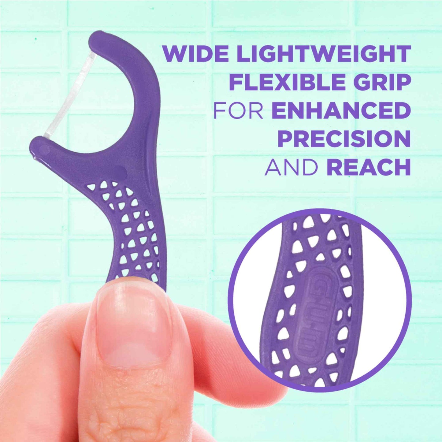 GUM Comfort Slide Floss Picks - Perfect for Tight Teeth - Extra Strong Shred-Resistant Dental Floss, Easy Grip Handle - Dental Flossers for Adults - Fresh Mint Flavor,90 Count (Pack of 6)