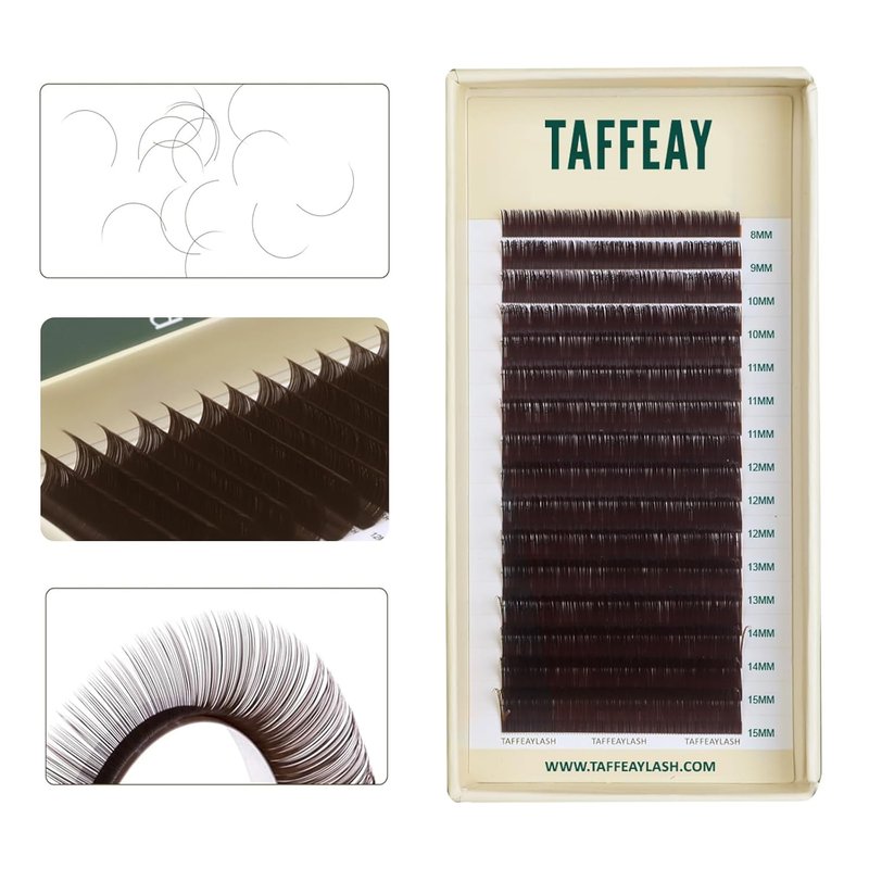Colored Lash Extensions - Individual Cashmere Eyelash Extensions | Mixed Length 8-15mm, C/D/CC Curl, Dark Brown 0.05