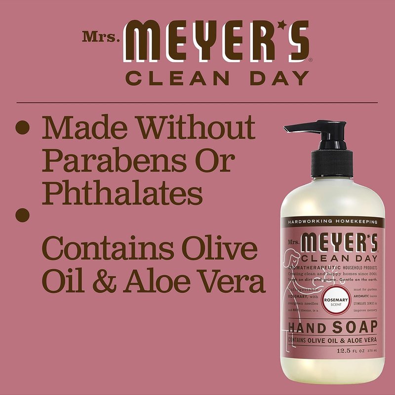 Mrs. Meyer's Liquid Hand Soap - Rosemary Scent | 12.5 Fl Oz | Pack of 6