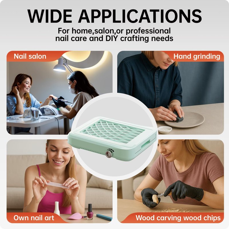 Nail Tech Dust Collector - 4-Speed Nail Vacuum with Reusable & Disposable Filters | Ideal for Acrylic Nails, Salon & Home Use