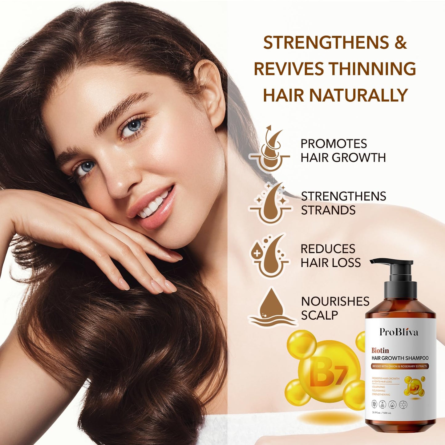 Biotin Hair Growth Shampoo for Thinning Hair in Adults 30+ – Strengthening Formula with Biotin & Rosemary – Reduces Shedding, Supports Fuller, Stronger Hair – Sulfate-Free, 16.9 fl oz