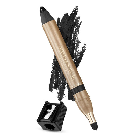 Artisan L'uxe Beauty Velvet Jumbo Black Eyeliner with Free Sharpener | Blendable Makeup for Smokey Eyes - Waterproof Smudge Proof Pencil Eyeliner, Built-in Smudger & Long Lasting