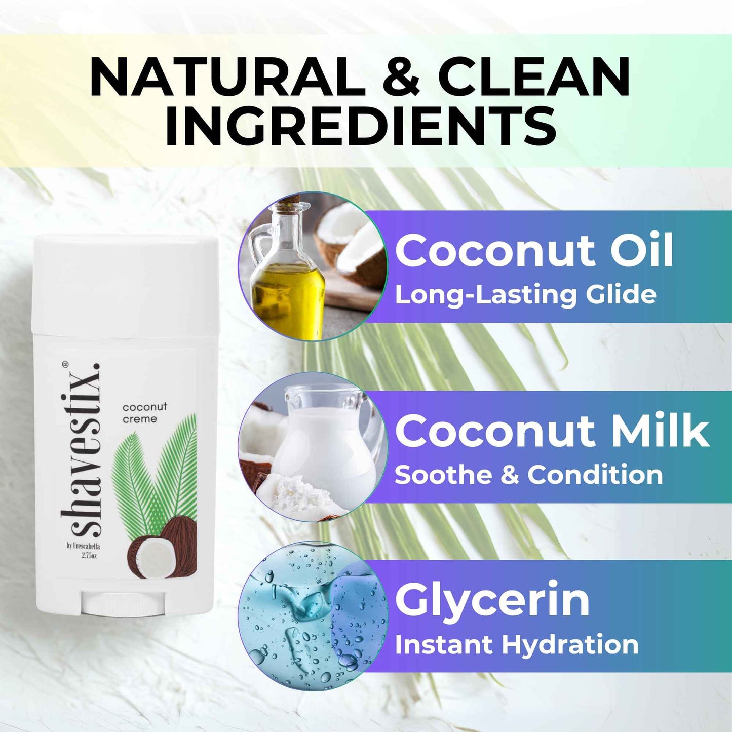 Shavestix Shaving Cream Stick 2.75 Oz - Stocking Stuffers Travel Size Toiletries for Women | 5x Lasting Coconut Milk Shave Stick Roll on for All Skins | Razor Friendly Unisex Hair Removal Cream Bar