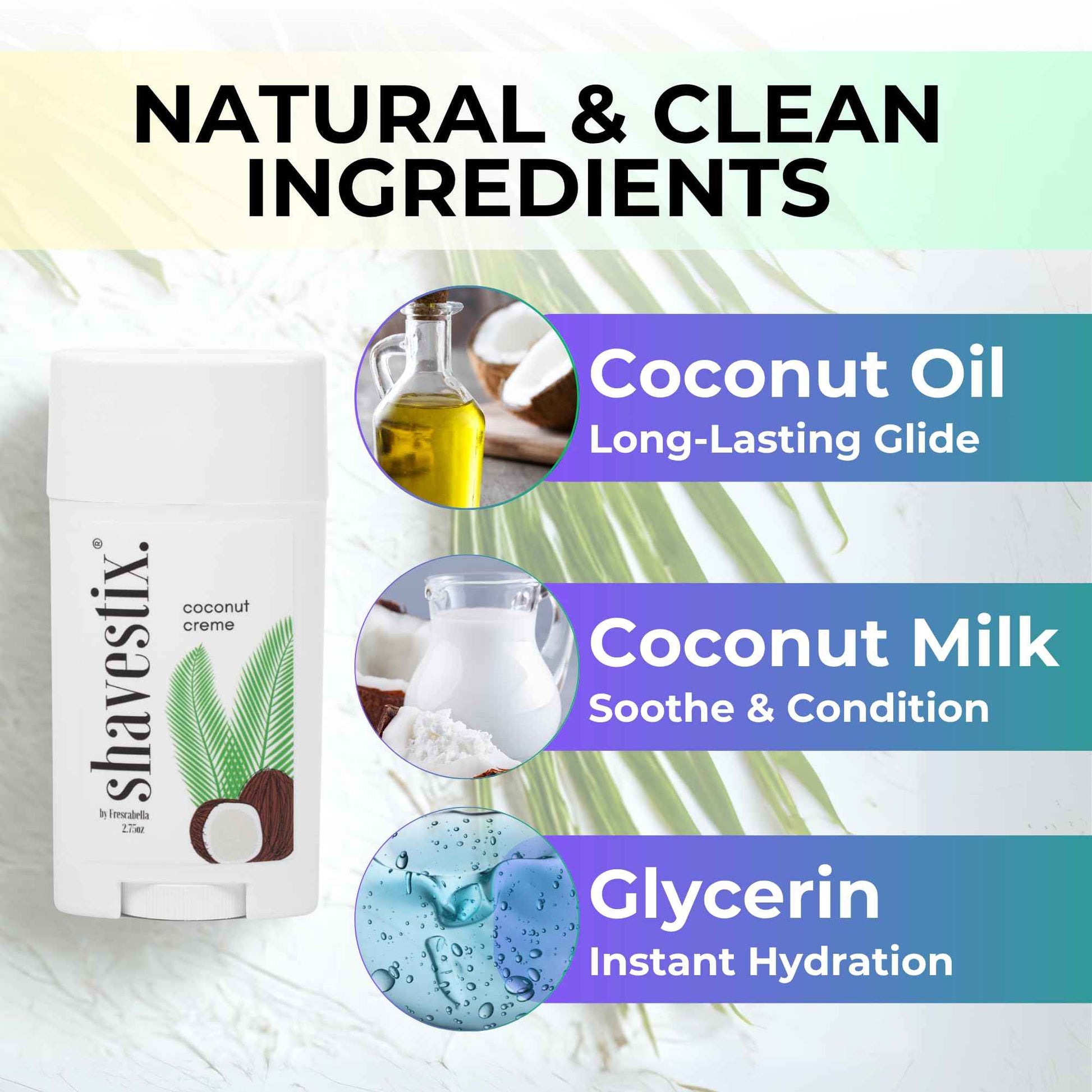 Shavestix Shaving Cream Stick 2.75 Oz - Stocking Stuffers Travel Size Toiletries for Women | 5x Lasting Coconut Milk Shave Stick Roll on for All Skins | Razor Friendly Unisex Hair Removal Cream Bar