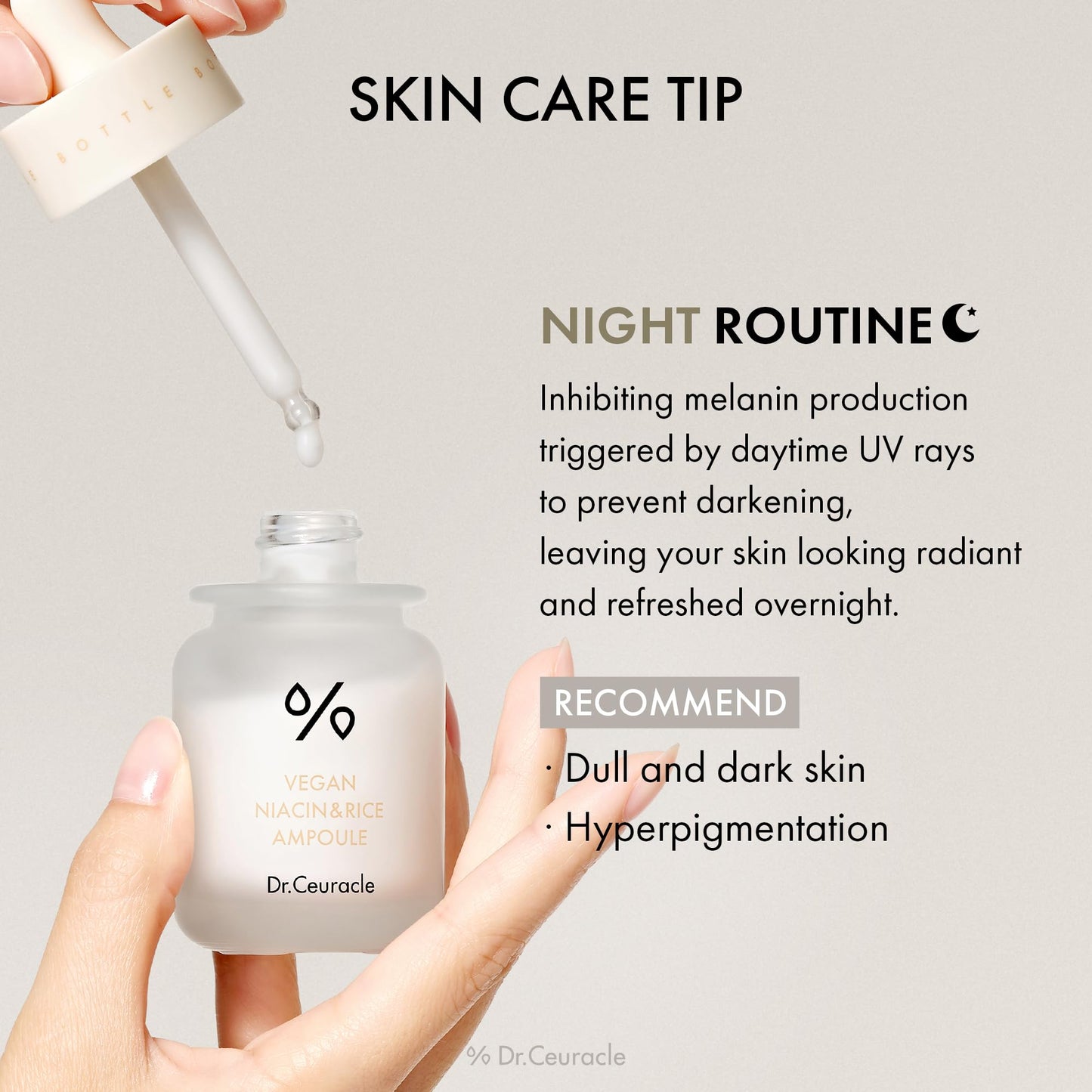 Dr.Ceuracle Vegan Niacin & Rice Ampoule - Dark Spot Discoloration Correcting Facial Treatment Serum with Soft and Silky Finish (30 ml / 1.01 fl. oz.)