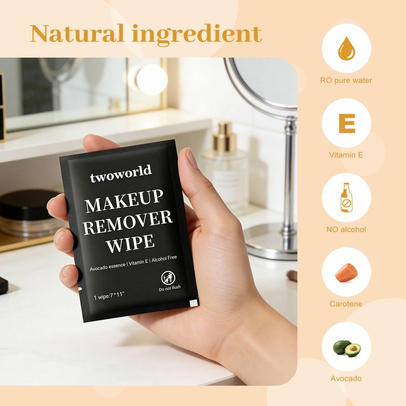 Makeup Remover Wipes Bulk Individually Wrapped,Travel Makeup Wipes Gentle for Face Cleansing Mascara Lipstick Travel Hotel（black,pack of 150)