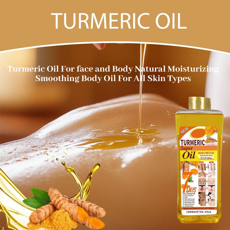 Turmeric Body Oil 1000ml, Pure Veetgold Turmeric Super Body Oil for Skin, 7days Retinol Tumeric Vit C Oil (1000ML Turmeric)