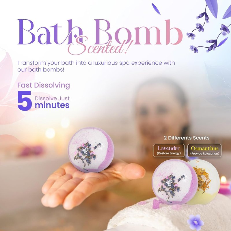 Luxury Spa Gift Basket for Women - Waterless Diffuser, Scented Candle, Bath Bombs | Perfect Birthday Gift for Mom, Wife, Girlfriend