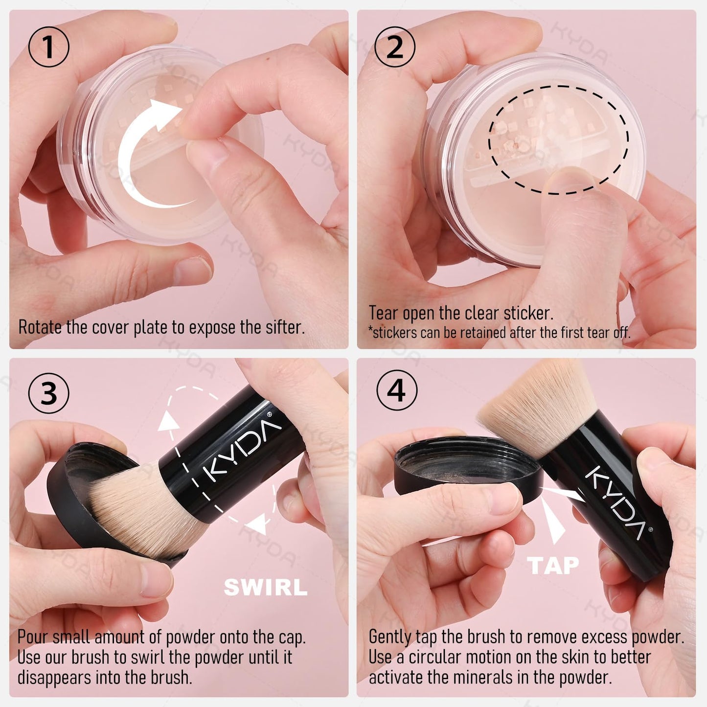 KYDA Mineral Loose Powder Foundation, SPF 35, Skin-improving Mineral Foundation with Brush, Lightweight Buildable Coverage, Natural Glow Loose Powder Base Makeup, Fair Light, 0.28 oz