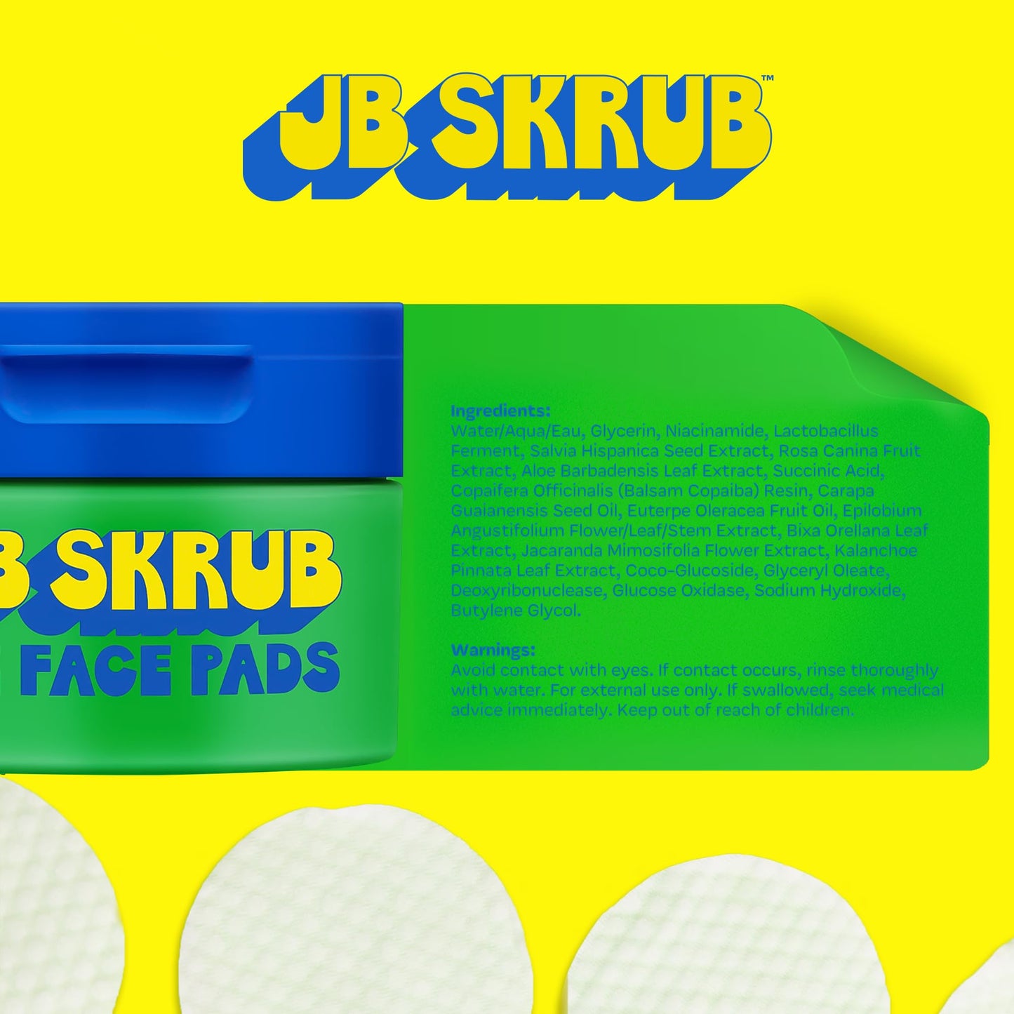 JB SKRUB Boys Face Pads & Wipes for Kids, Tweens & Teens‚ 40-Count Acne Cleansing Pads with Niacinamide & Aloe Vera‚ Single Pack