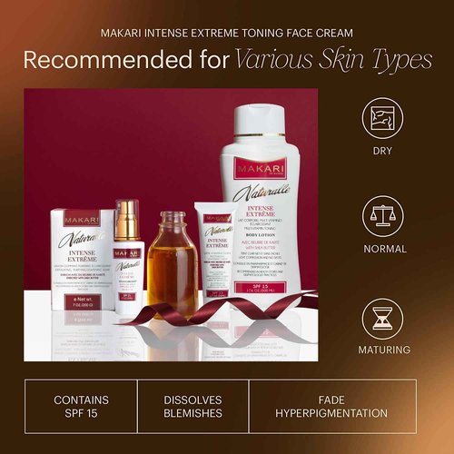 Makari Naturalle Intense Extreme Brightening Face Cream (1.7 oz) | Anti-Aging and Brightening Treatment for Acne Scars, Stretch Marks and Wrinkles | Moisturizer for Dry Skin with Shea Butter and SPF 16