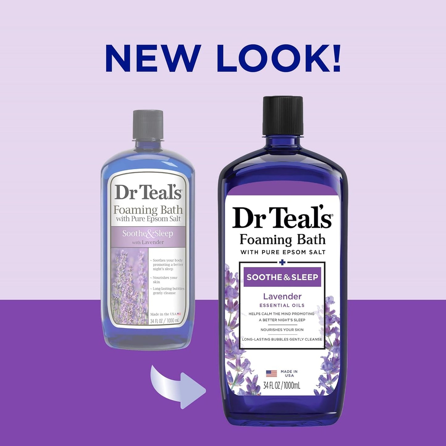 Dr Teal's Foaming Bath Bundle - Pure Epsom Salt for Soothing Sleep & Relaxation | Lavender & Eucalyptus Spearmint (Pack of 6)