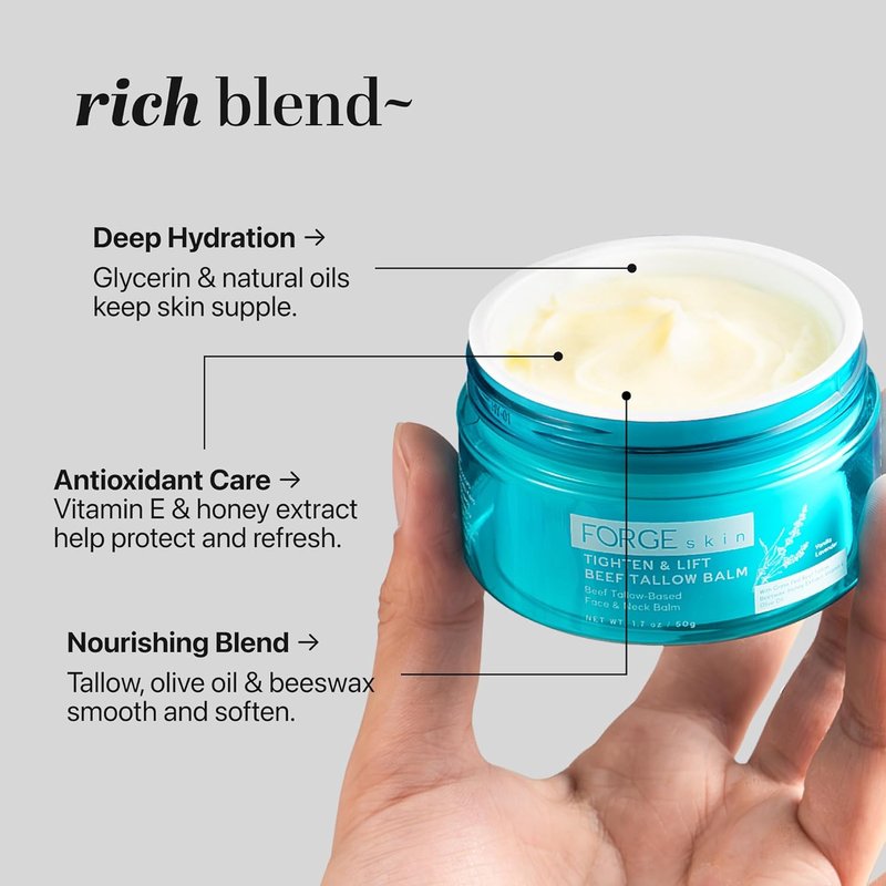 Skin Tightening & Lifting Balm for Women - Natural Beef Tallow & Honey Face Moisturizer | Hydrating Anti-Aging Cream (1.7 OZ)