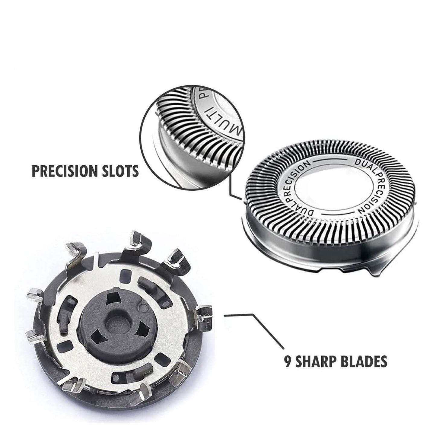 Gleway HQ8 Replacement Heads Compatible with Philips Electric Shavers, HQ8 Replacement Razor Blades Fit for Aquatec HQ8 Series Shaving Head, HQ8 Heads Upgraded for PT730 AT880 AT811, 3-Pack